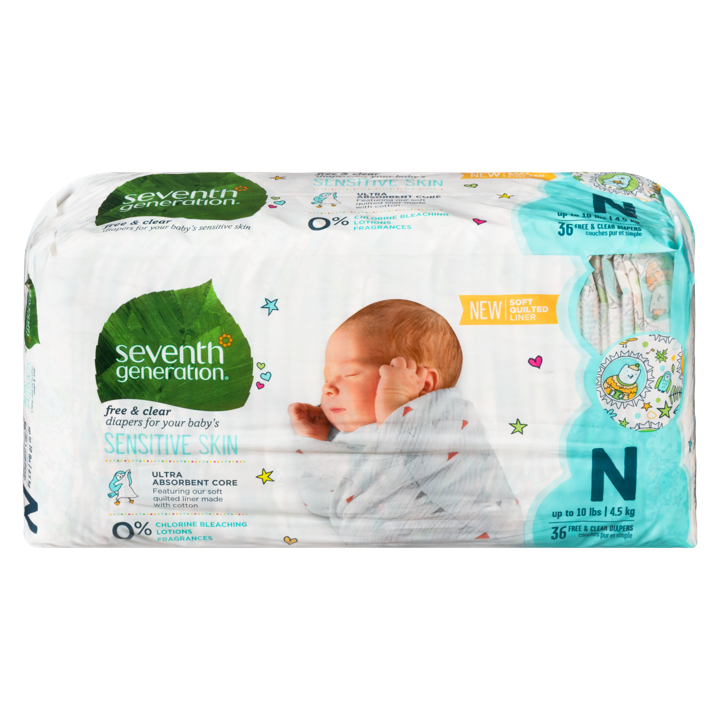 Free &amp; Clear Diapers - Up to 10 lbs New Born - 36 count