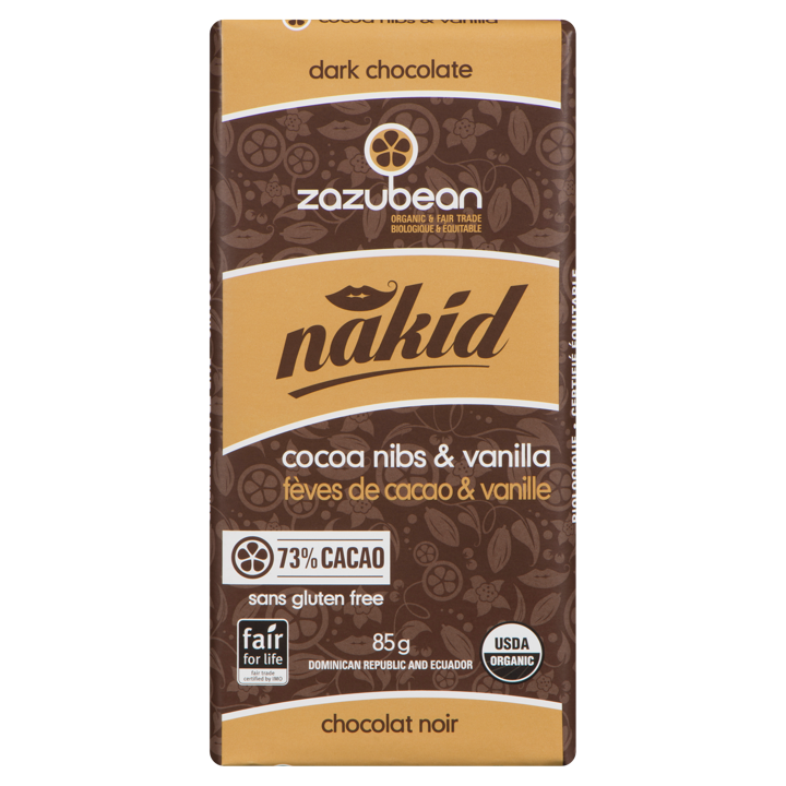 Chocolate Bar - Nakid Cocoa Nibs &amp; Vanilla 73% Cacao