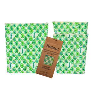 Reusable Beeswax Wrap Food Storage Bags - Green Lunch Pack