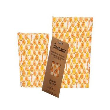 Reusable Beeswax Wrap Food Storage Bags - Orange Snack Pack