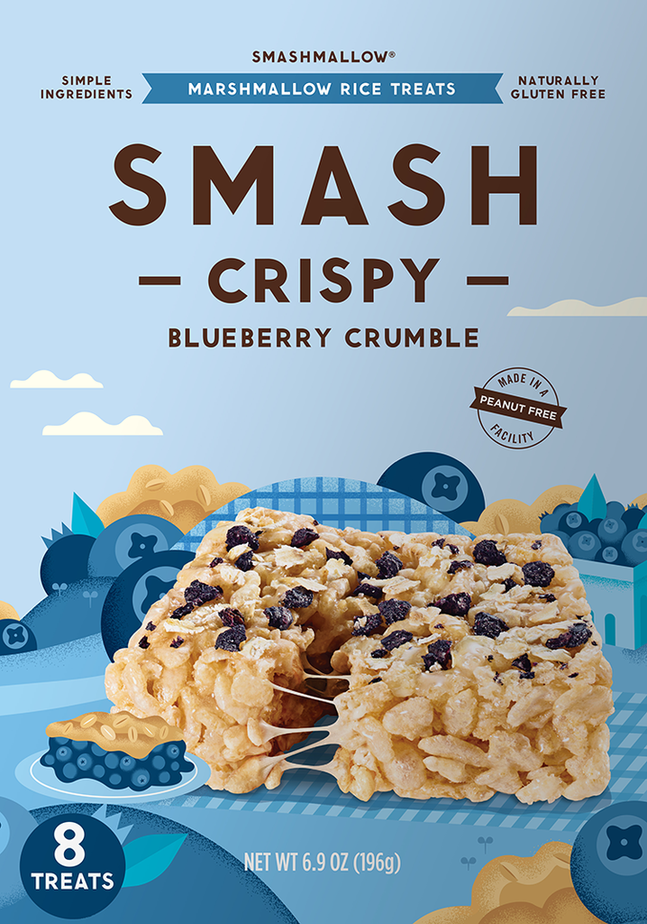 Blueberry Crumble Smash Crispy Squares