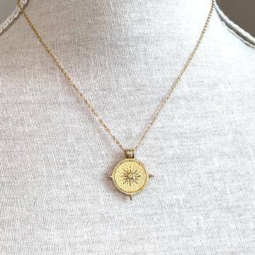 Sun Pendant Necklace Gold